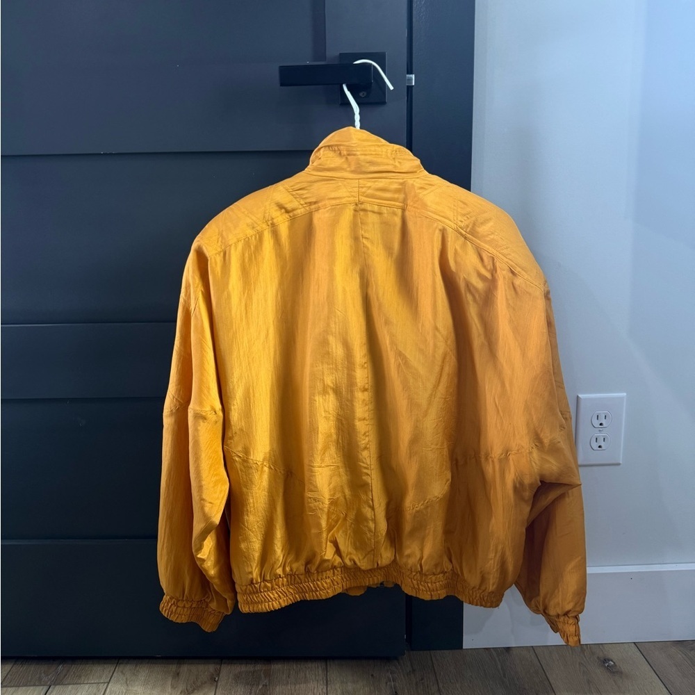 Vintage 80s 90s Otello Pelle Women's Windbreaker Size XL Gold 100% Silk - Picture 5 of 11